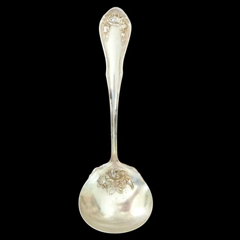 Antique Oneida Gravy Ladle Bridal Rose Silver Plated 6 ¾